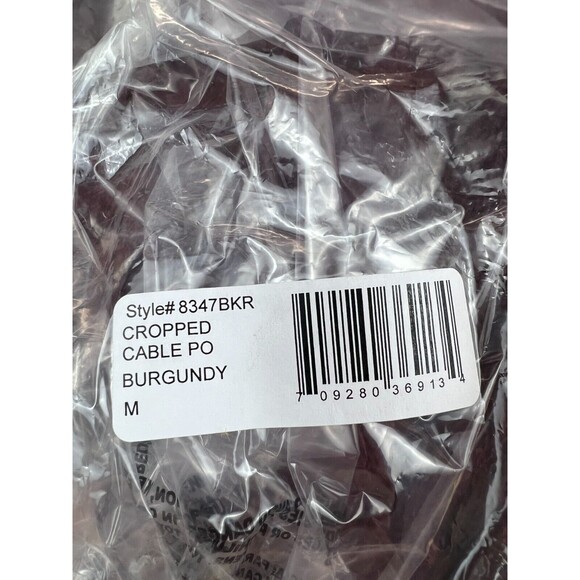 Cotton Emporium Cable Knit Sweater Burgundy Red Womens M Cropped Pullover NWT - Picture 8 of 8